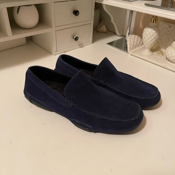Keneth Cole Reaction, Navy blue suede slippers - Picture 1 of 9